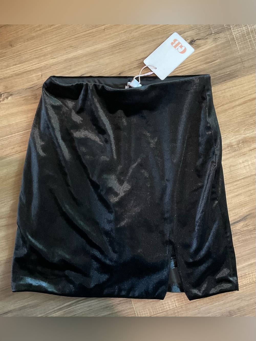 Gianni Bini Velvet Black Mini Skirt with Front Slit and Built in Shorts